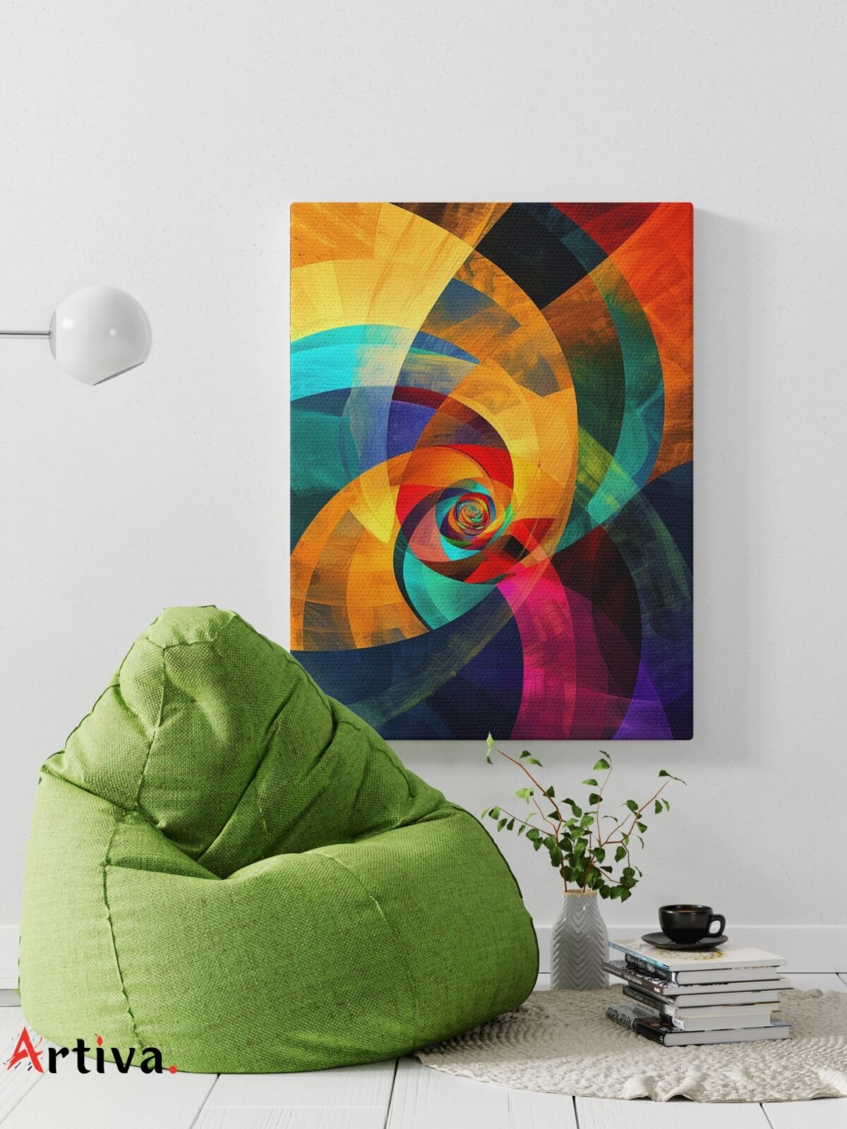 Modern abstract and vibrant canvas wall art: Colorful Spirals