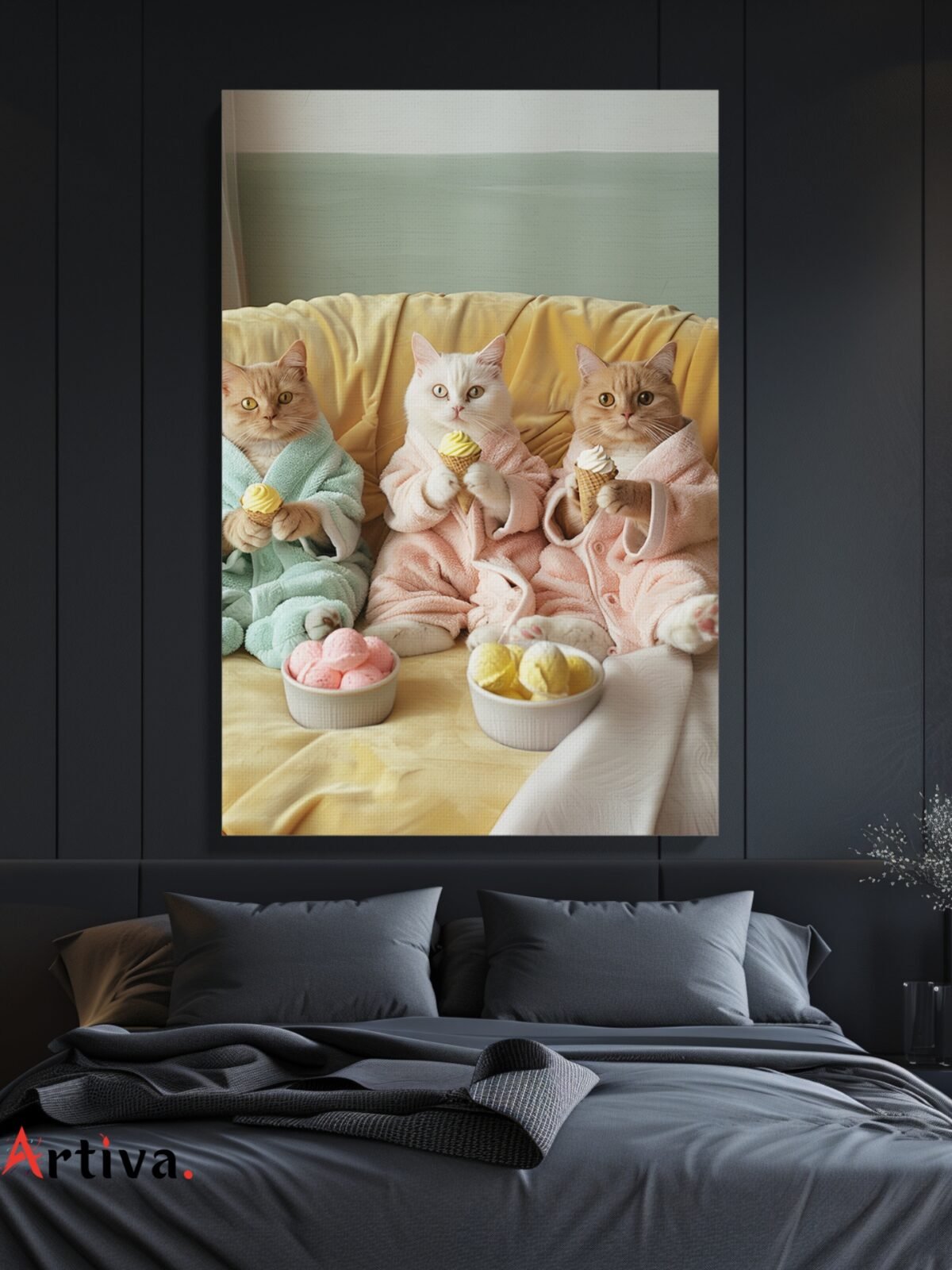 Modern Canvas with Cats and Ice Cream: A Regal Ice Cream Social