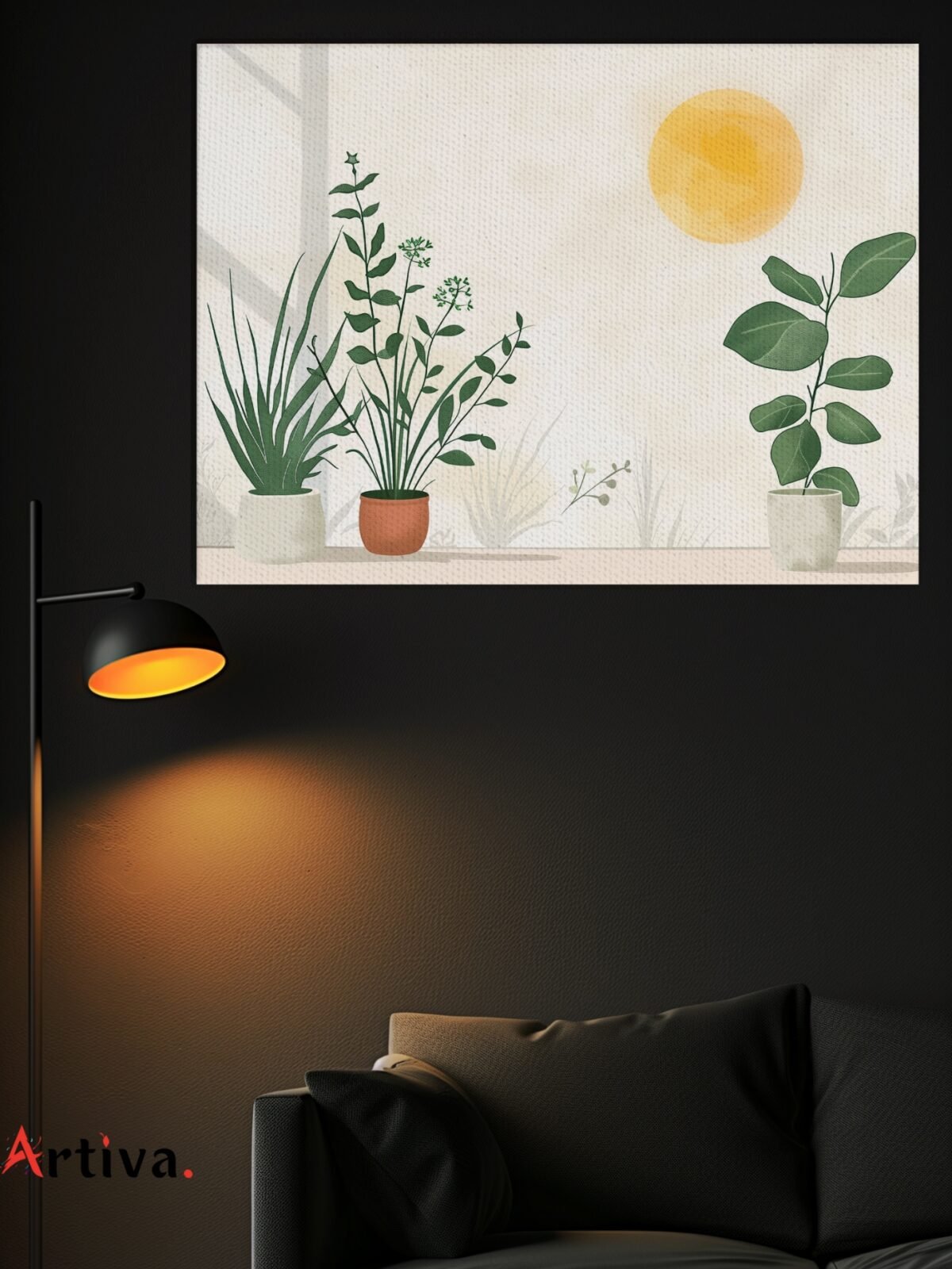 Artistic, minimalist, and contemporary canvas wall art: Serenity in the Green of the Interior - Peaceful Vibes