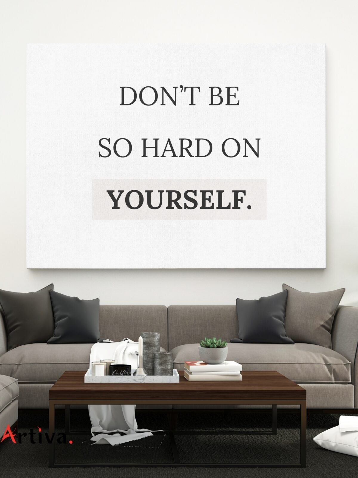 Minimalist and modern canvas wall art: Don't be so hard on yourself