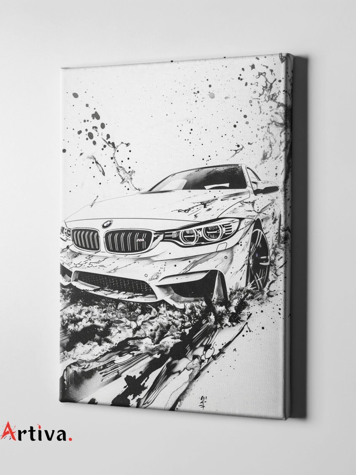 2 Tablou BMW M4 – schita alb negru – line art drawing – desen, unic, pentru decor, cadou iubit, ginere, cumnat, sot, sufragerie, iubitori masini, living, Service auto, calitate 4K, unicat, baieti, barbati