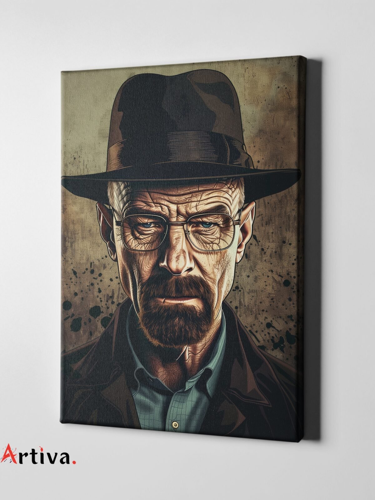 2 -Tablou canvas Breaking bad – Heisenber, walter white, portret, unic, stil Noir, maro, pamantiu, unic, de inalta calitate, printrat pe panza, cadou iubit, sot, partener, barbati, aniversare, calitate 4K