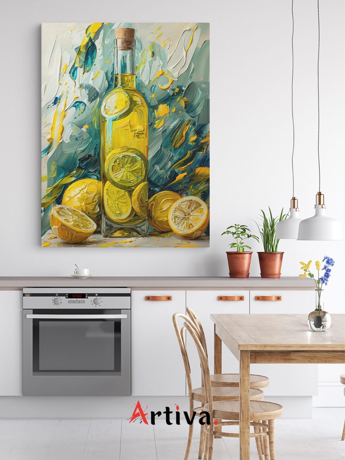 Canvas wall art with lemons, culinary art for the kitchen: Limoncello Art - Refreshing, Vibrant, and Full of Life, Yellow