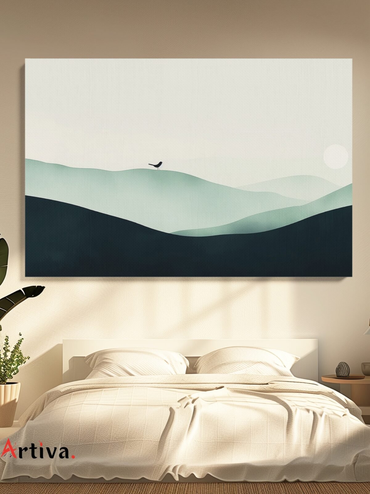 Artistic canvas painting, minimalist with deep meaning: A Symphony of the Sky and Peaks